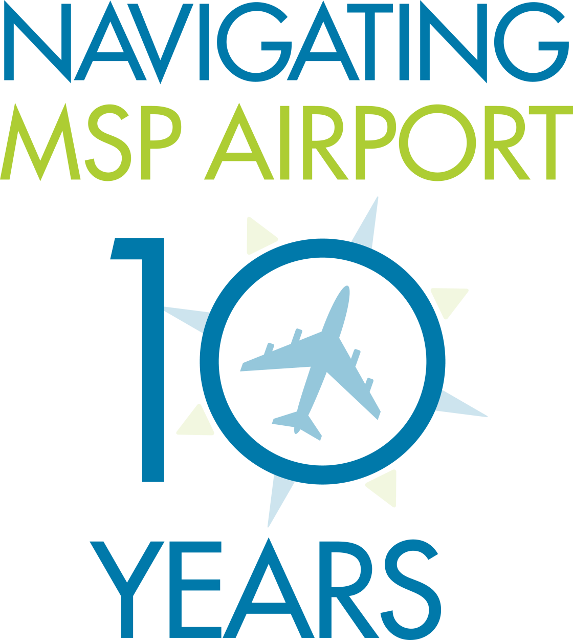 Logo reading "Navigating MSP Airport" Celebrating 10 Years! 